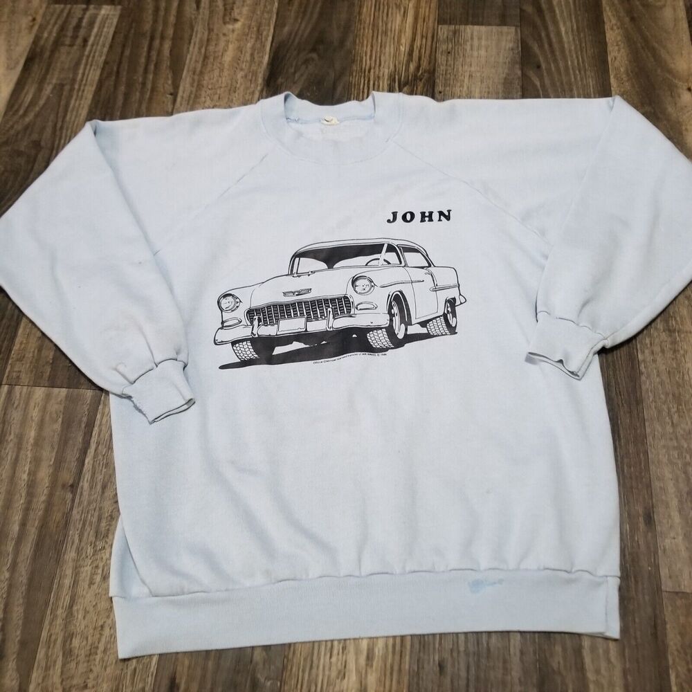 Vintage 80s Chevrolet 1955 Chevy Bel Air Sweatshirt Size XXXL Platinum T's 1986